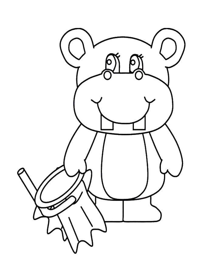 Coloring Hippo diver. Category Hippo. Tags:  Hippo.