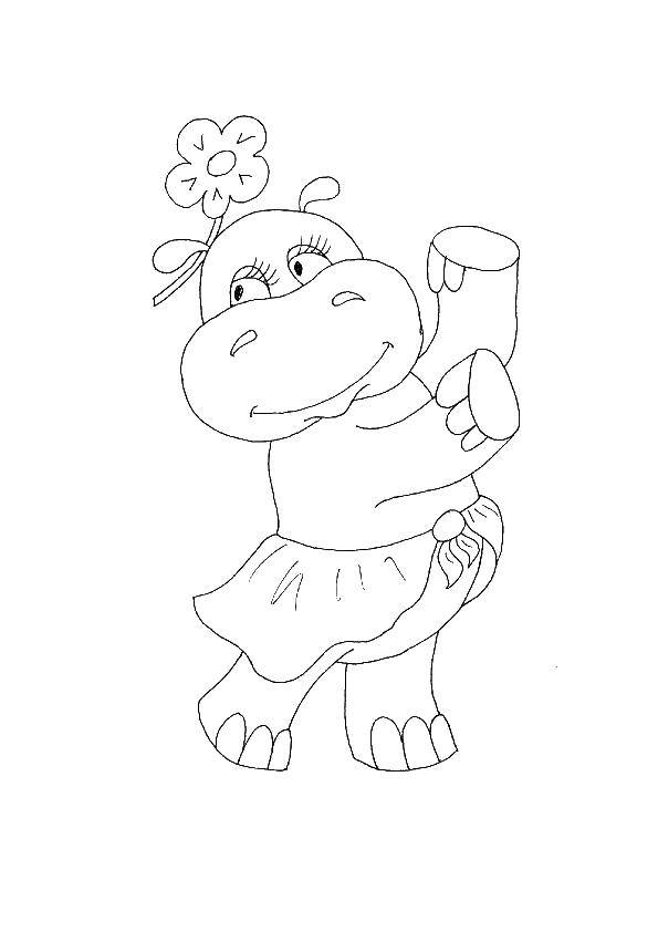 Coloring Hippo dancing. Category Hippo. Tags:  Hippo, dance.
