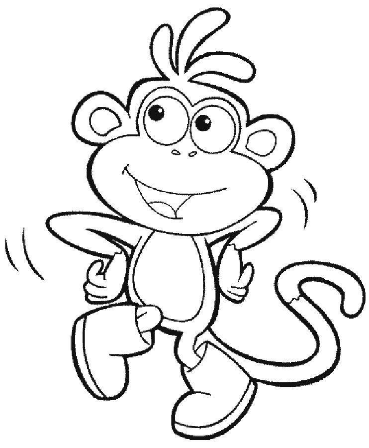 Название: Раскраска Башмачок обезьяна. Категория: Дора. Теги: обезьяна.