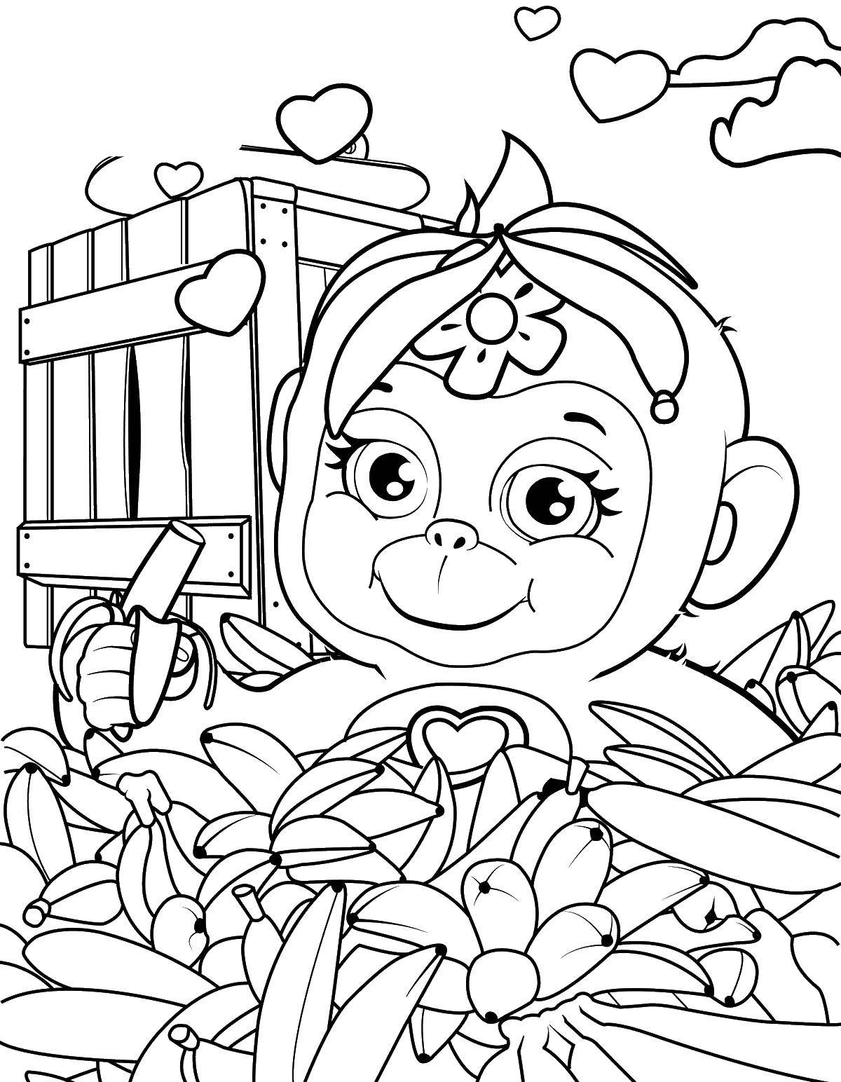 Coloring Little monkey. Category Animals. Tags:  animals, APE, monkey, bananas.