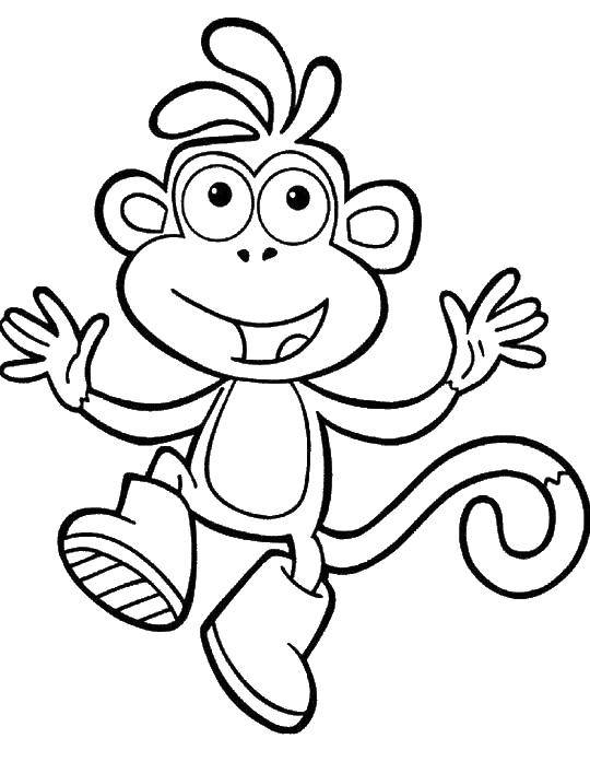 Название: Раскраска Башмачок. Категория: обезьяна. Теги: мультфильмы, обезьянки, Башмачок.