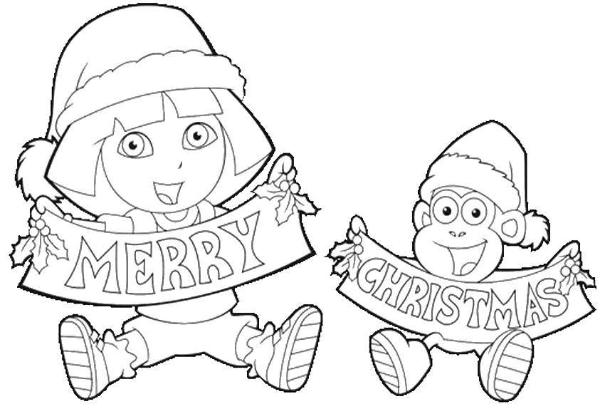 Coloring Dasha and slipper. Category Christmas. Tags:  Christmas, Dora, Boots.