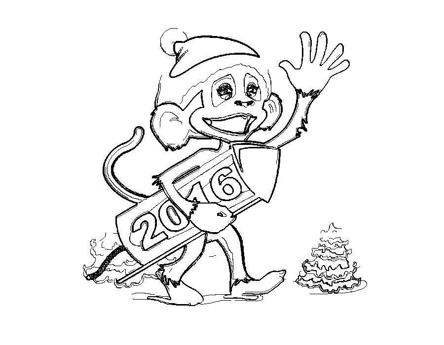 Coloring Monkey 2016. Category APE. Tags:  monkey, new year, 2016.