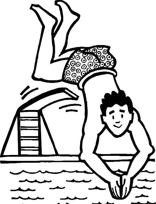 Название: Раскраска Прыжок в воду. Категория: Люди. Теги: прыжок.