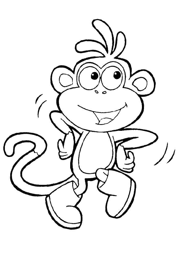 Название: Раскраска Башмачок обезьяна. Категория: Дора. Теги: башмачок, дора, обезьяна.