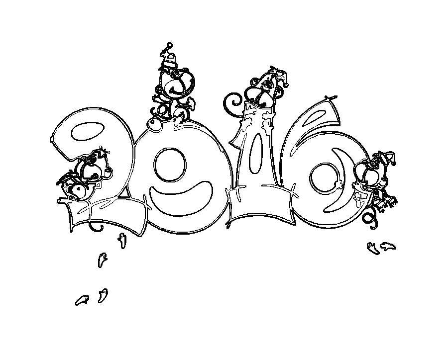 Coloring New year 2016. Category new year. Tags:  new year, tree.