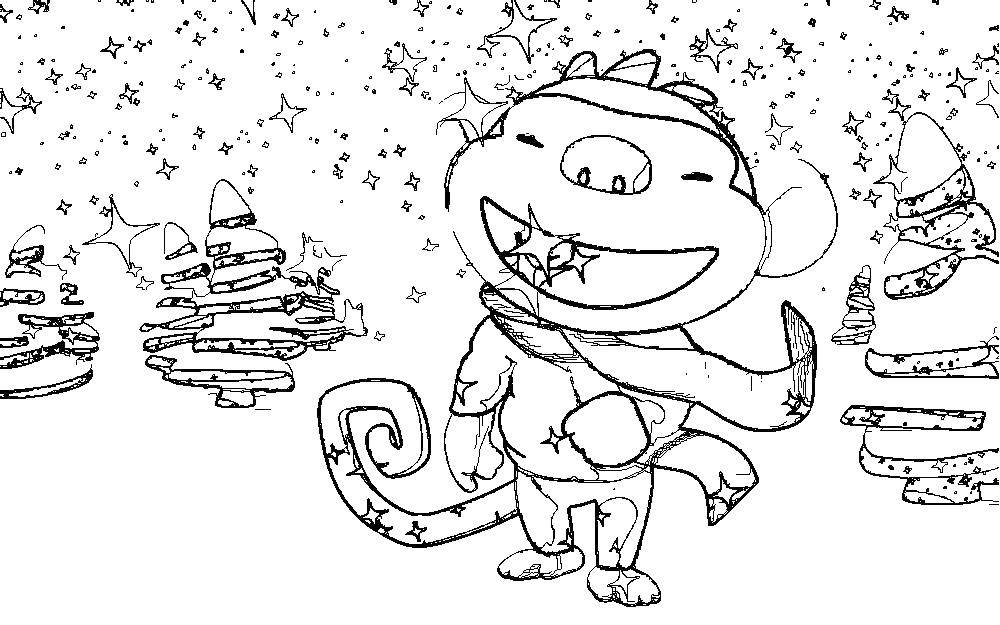 Coloring A monkey in the forest in winter. Category APE. Tags:  APE.