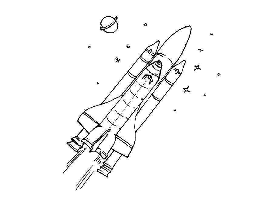 Название: Раскраска Ракета в космосе. Категория: ракета. Теги: космос, ракета.