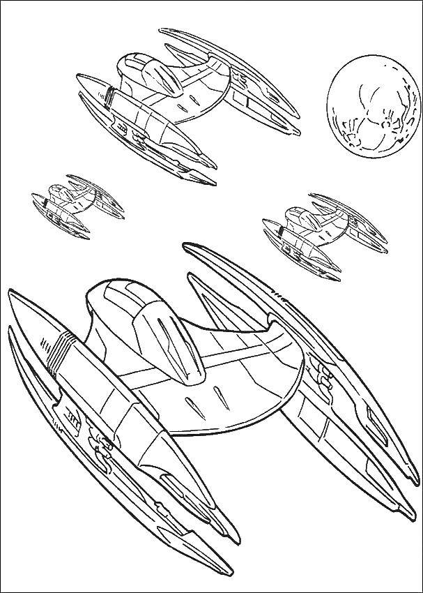 Название: Раскраска Космические корабли. Категория: космические корабли. Теги: космос, космический корабль, шаттл.