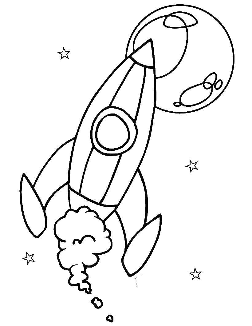 Coloring Rocket in space. Category spaceships. Tags:  space, spaceship, Shuttle, rocket.