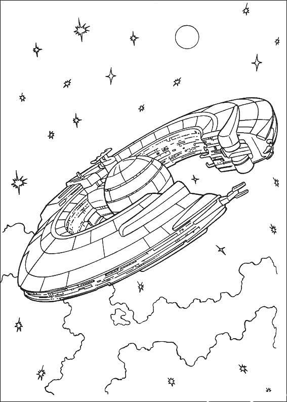 Coloring Shuttle. Category spaceships. Tags:  space, stars, spaceship, Shuttle.