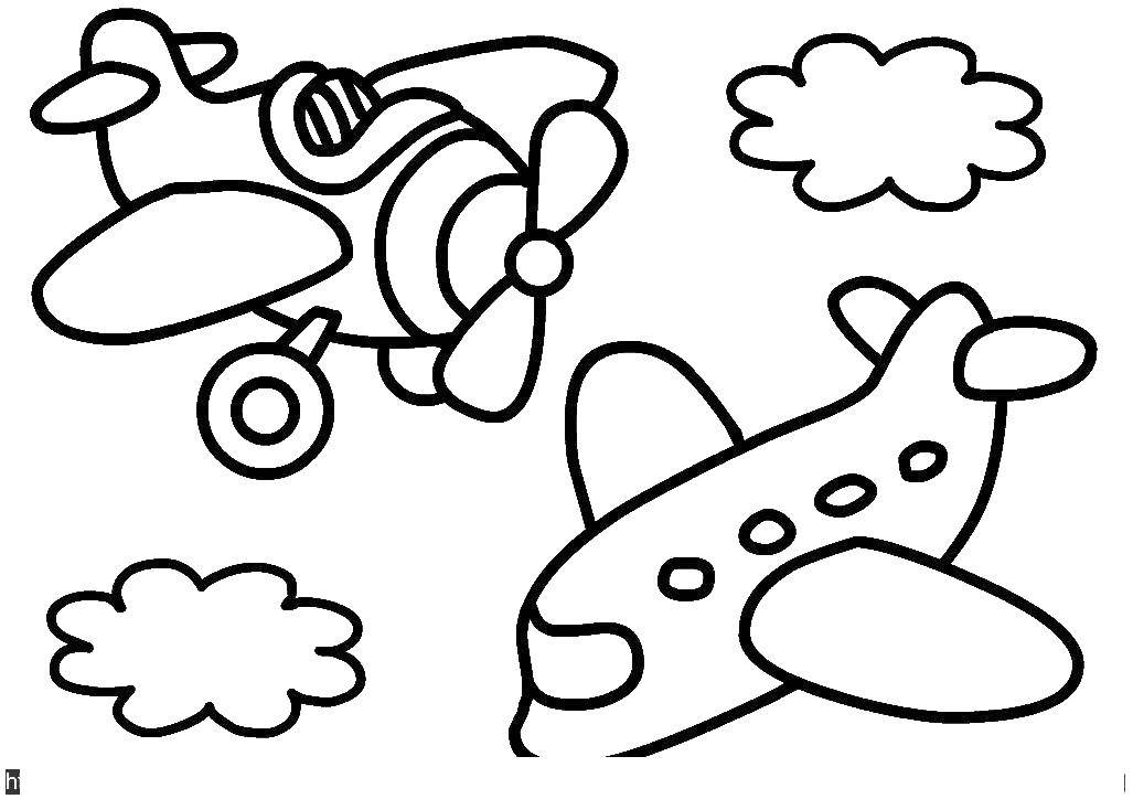 Название: Раскраска Самолетики. Категория: простые раскраски. Теги: самолет.
