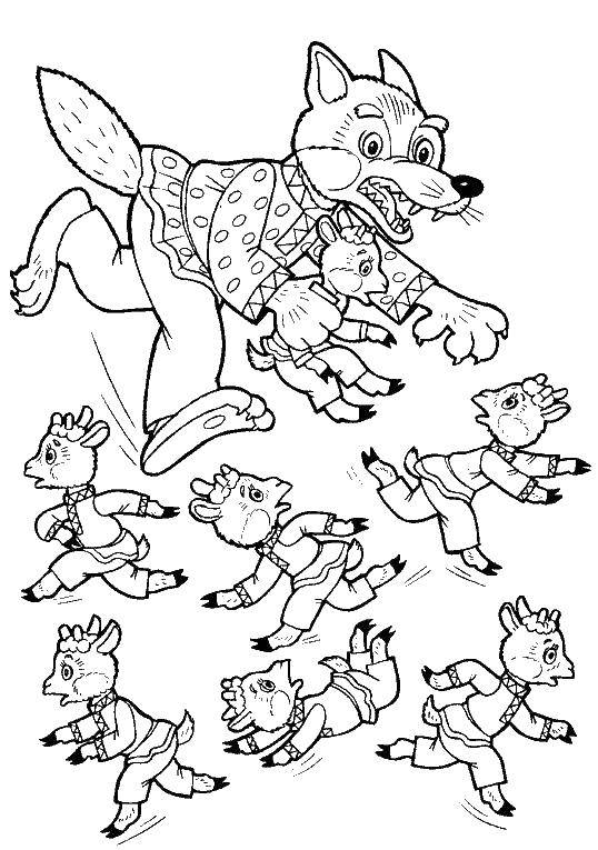 Coloring The wolf and the seven little kids. Category Fairy tales. Tags:  Tales, the Wolf and the seven little kids.