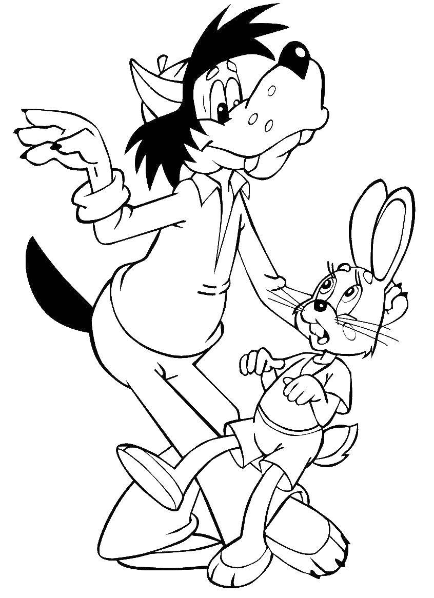Coloring Wolf dancing with the hare. Category just wait. Tags:  just wait, wolf.