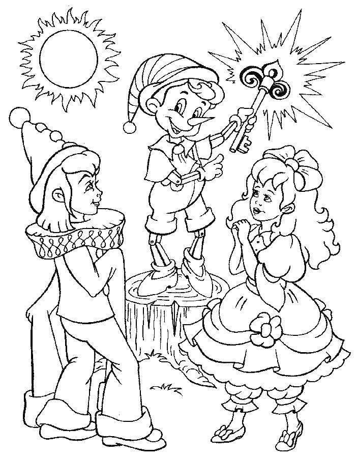 Coloring Pinocchio, Malvina and Piero. Category cartoons. Tags:  cartoon, Pinocchio, Malvina, Pierrot.