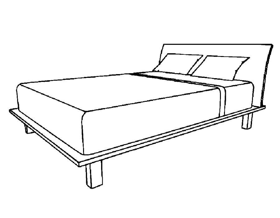 Название: Раскраска Двуспальная кровать. Категория: Кровать. Теги: Мебель.