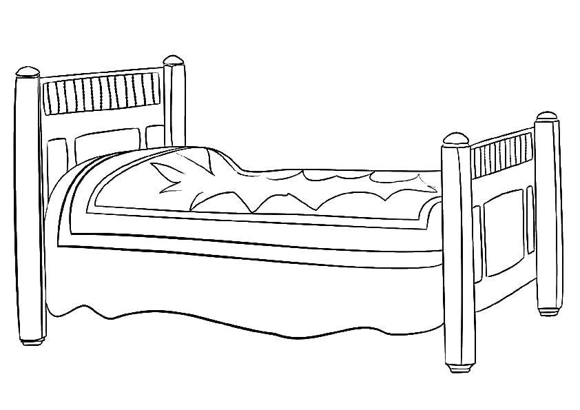 Название: Раскраска Кровать. Категория: Кровать. Теги: Мебель.