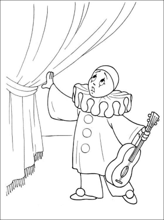 Coloring Pierrot. Category Golden key. Tags:  Pinocchio , Golden Key, cartoon.