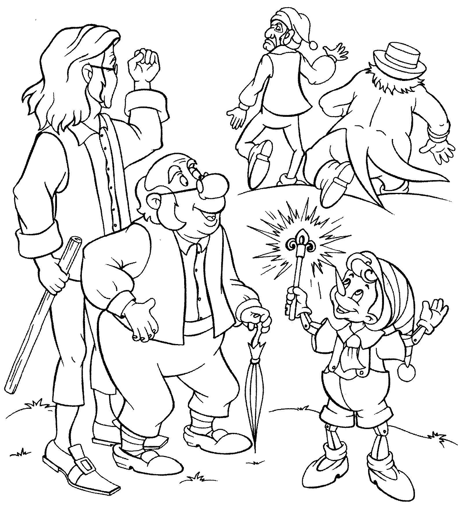 Coloring Characters the Golden key. Category cartoons. Tags:  Golden key, cartoons, Pinocchio.