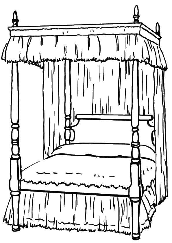 Название: Раскраска Шикарная кровать. Категория: Кровать. Теги: Мебель.