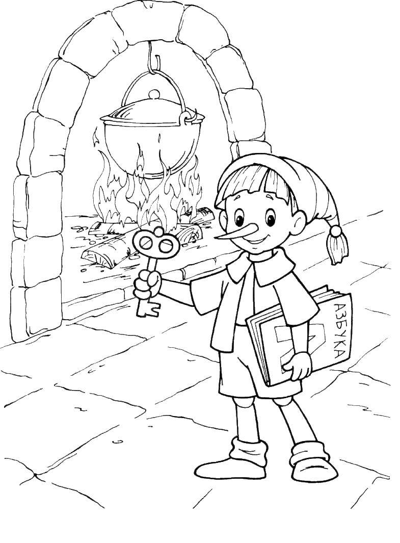 Coloring Pinocchio and the Golden key. Category Golden key. Tags:  Pinocchio , Golden Key, cartoon.