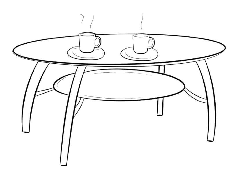 Название: Раскраска Кофейный столик. Категория: мебель. Теги: Мебель, стол, стул.