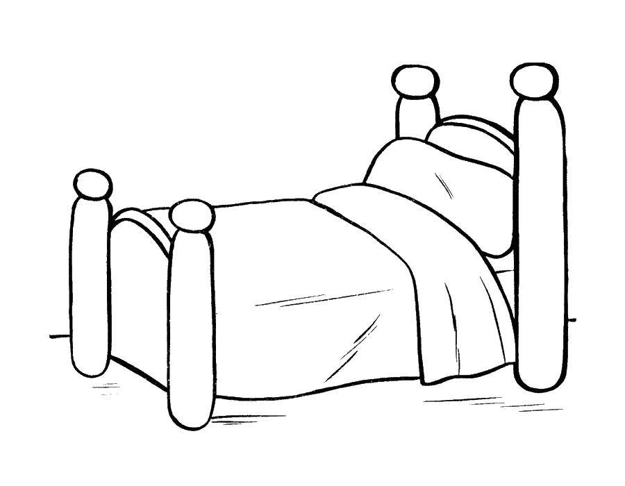 Название: Раскраска Мягкая кровать. Категория: Кровать. Теги: Мебель.