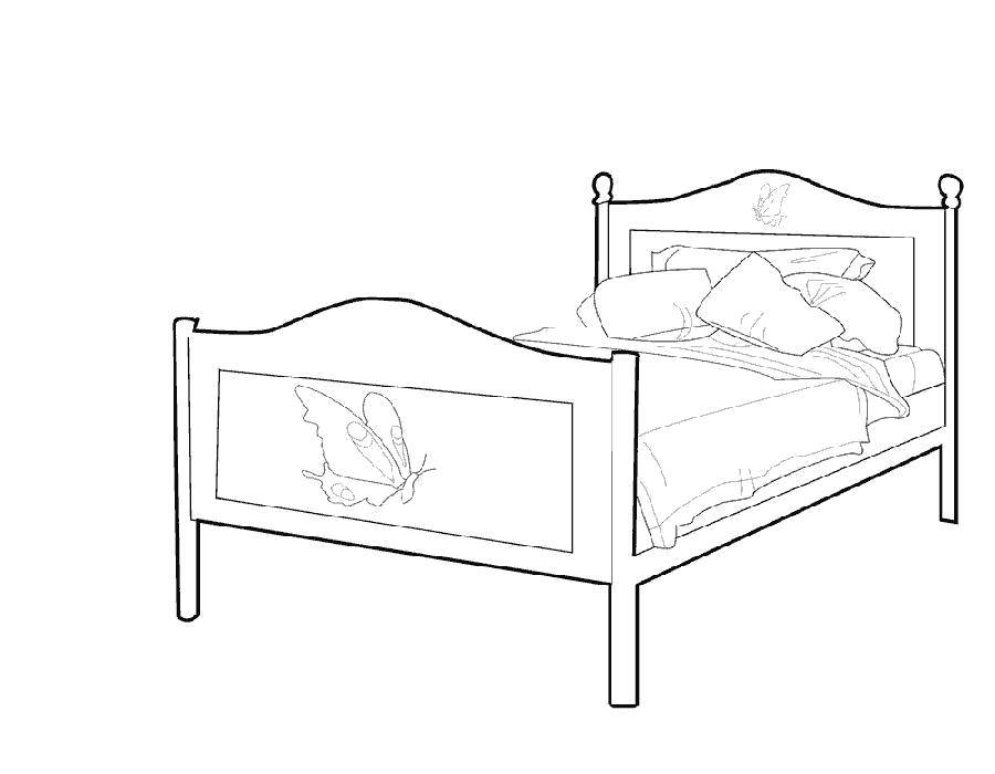 Название: Раскраска Постель. Категория: Кровать. Теги: Мебель.
