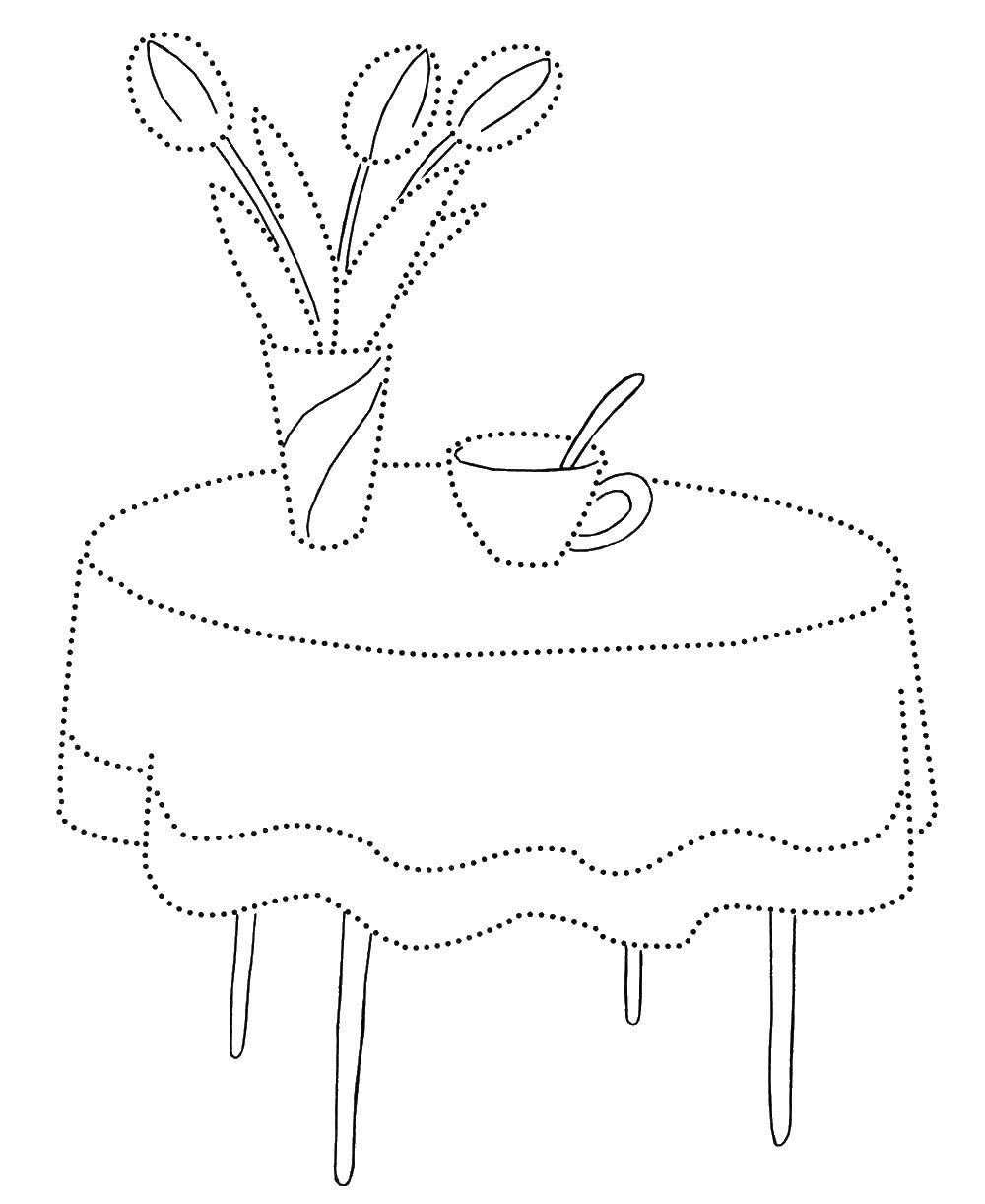 Название: Раскраска Стол с чашкой. Категория: мебель. Теги: стол, мебель.