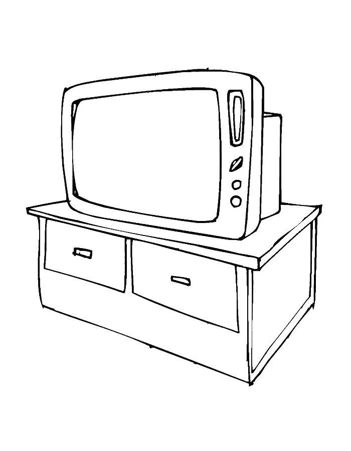 Coloring TV on the shelf. Category furniture. Tags:  Furniture.