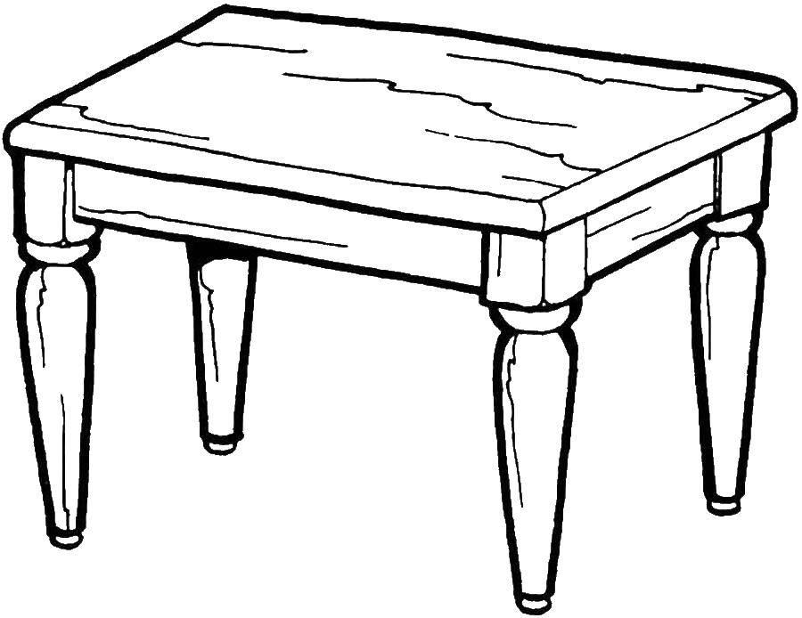 Название: Раскраска Деревянный столик. Категория: мебель. Теги: Мебель, стол, стул.