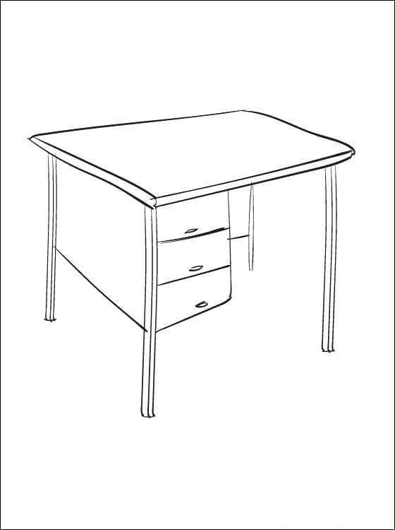 Название: Раскраска Письменный стол. Категория: Стол. Теги: Мебель, стол, стул.