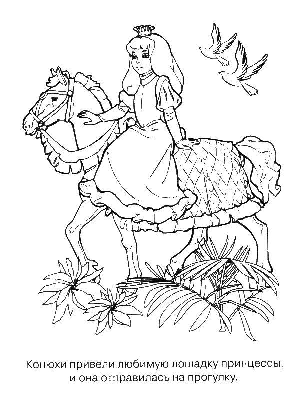 Играть в Раскраски Принцесса и ее подруга с лошадью онлайн