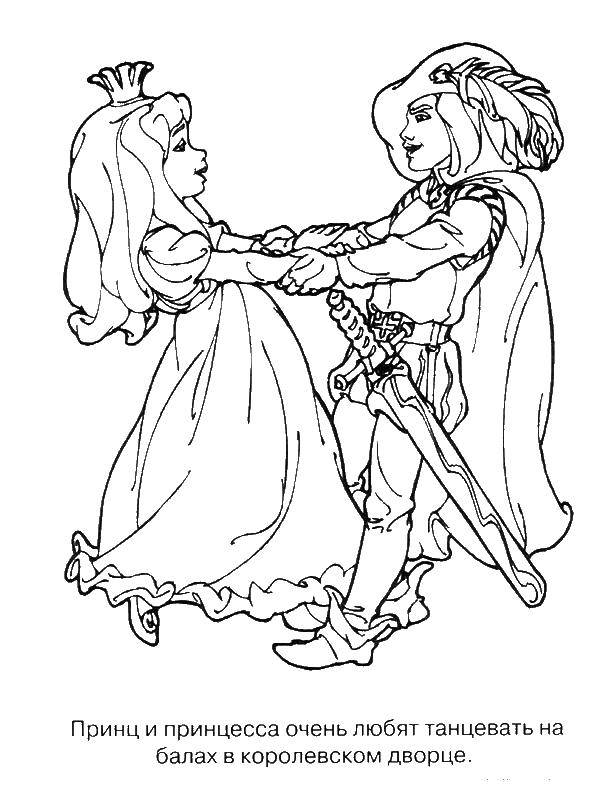 Coloring Princess and Prince. Category Princess. Tags:  Prince, Princess, dance.