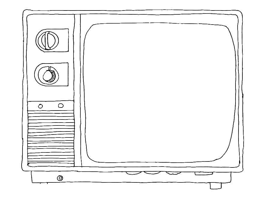 Название: Раскраска Старый телевизор. Категория: Техника. Теги: Техника.