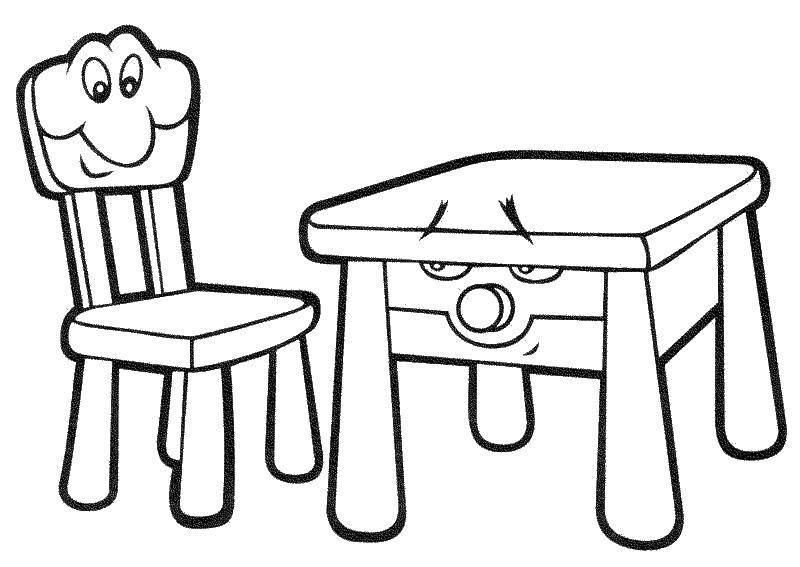 Coloring Table and chair. Category furniture. Tags:  furniture, table, chair.