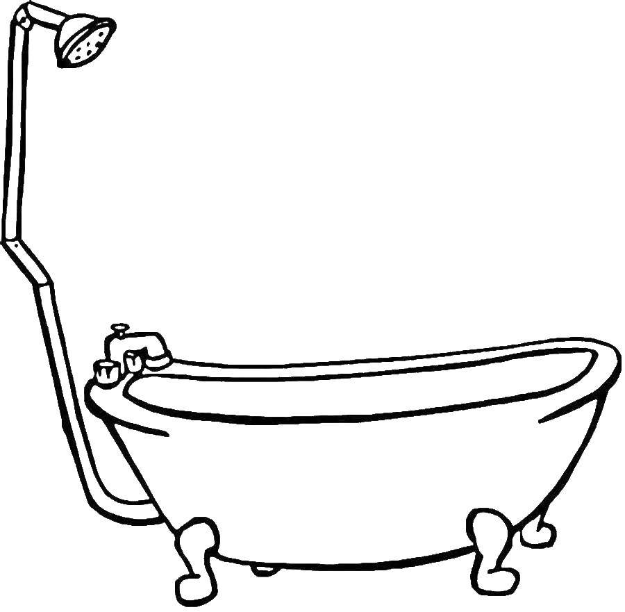 Coloring Bath with shower. Category furniture. Tags:  Furniture.