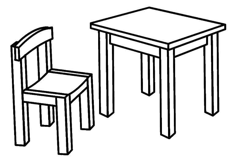 Название: Раскраска Стол и стул. Категория: Стул. Теги: Мебель, стол, стул.