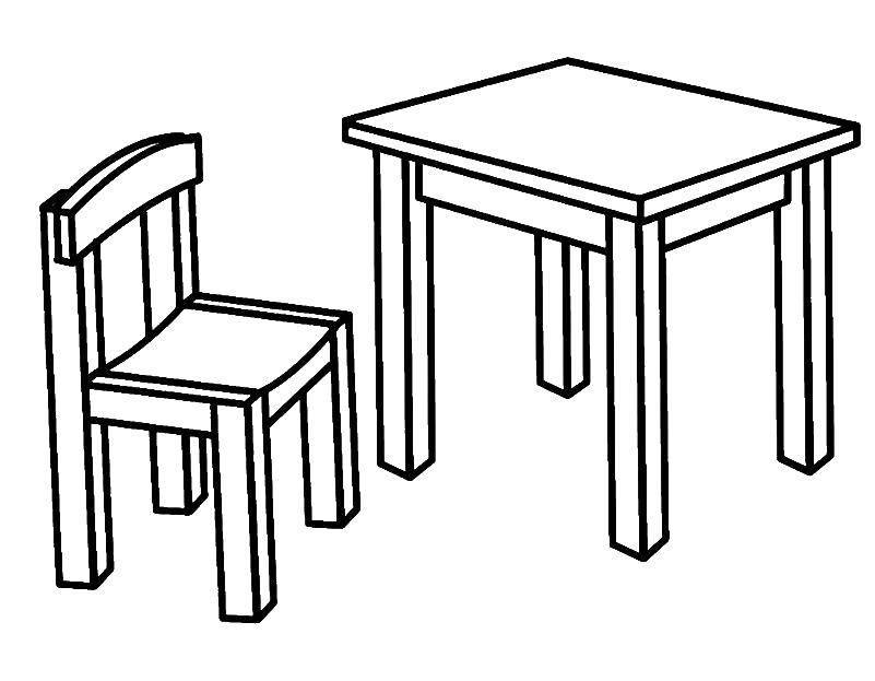 Название: Раскраска Стол и стул. Категория: мебель. Теги: Мебель, стол, стул.
