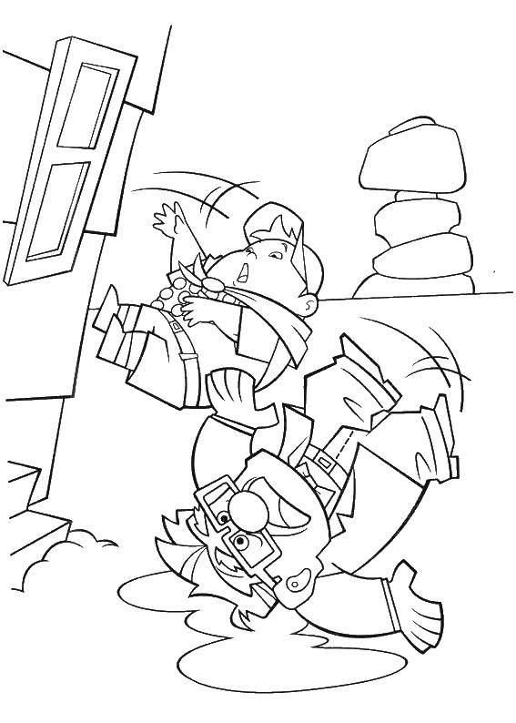 Coloring Carl Fredricksen fell from Russell. Category up cartoon. Tags:  Carl Fredricksen, Russell.