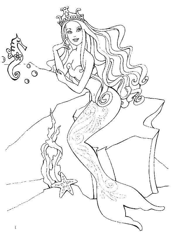 Coloring Mermaid. Category The little mermaid. Tags:  mermaid, Princess, crown.