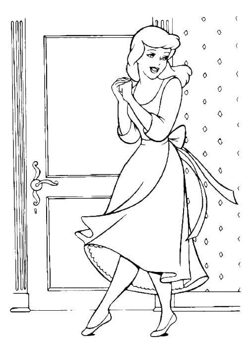 Coloring Cinderella trying on shoes. Category Cinderella. Tags:  Cinderella, slipper.