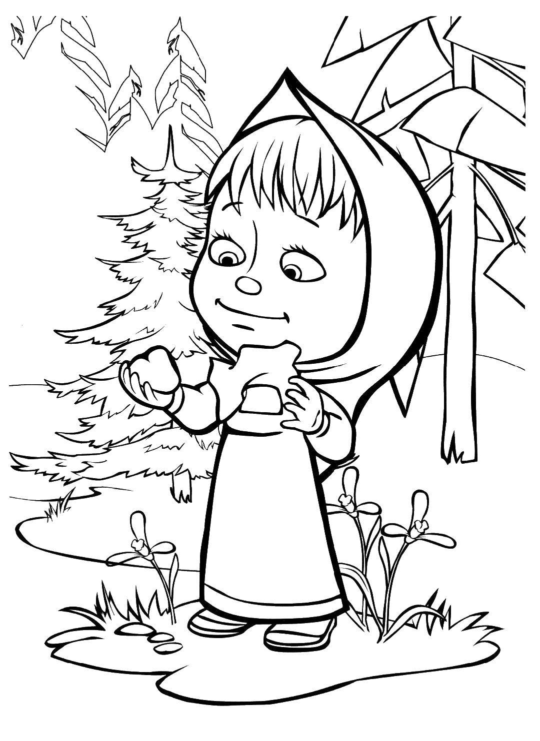 Coloring Masha. Category Masha and the bear. Tags:  tale, cartoon, Masha and the Bear.