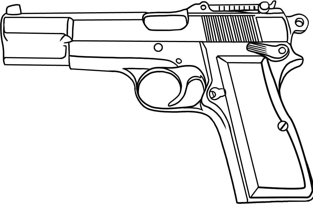 Название: Раскраска Пистолет. Категория: пистолет. Теги: Оружие.