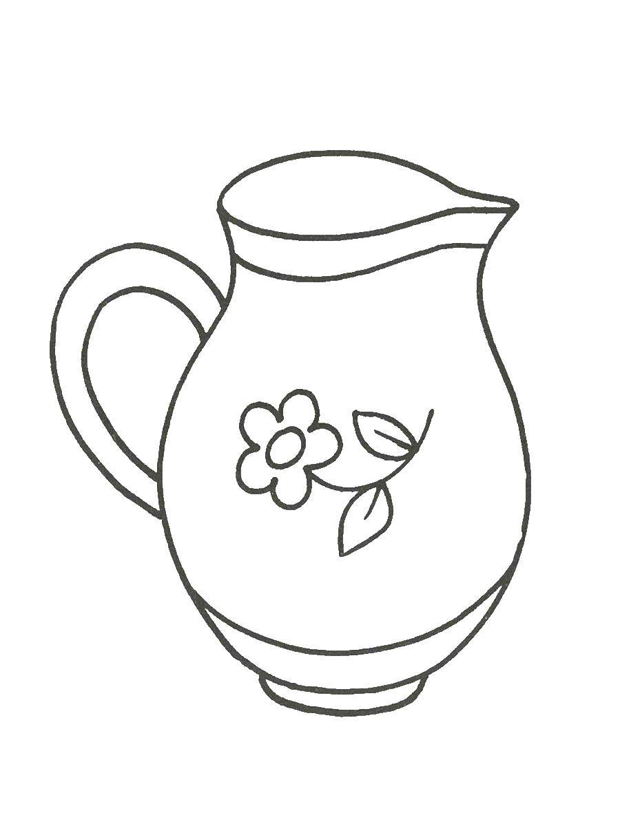 Coloring Pitcher. Category dishes. Tags:  Crockery, kettle, glass.