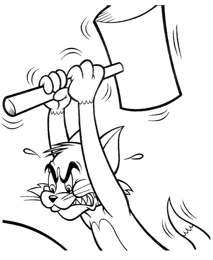 Coloring Tom with a hammer. Category the hammer. Tags:  Disney, Tom and Jerry.