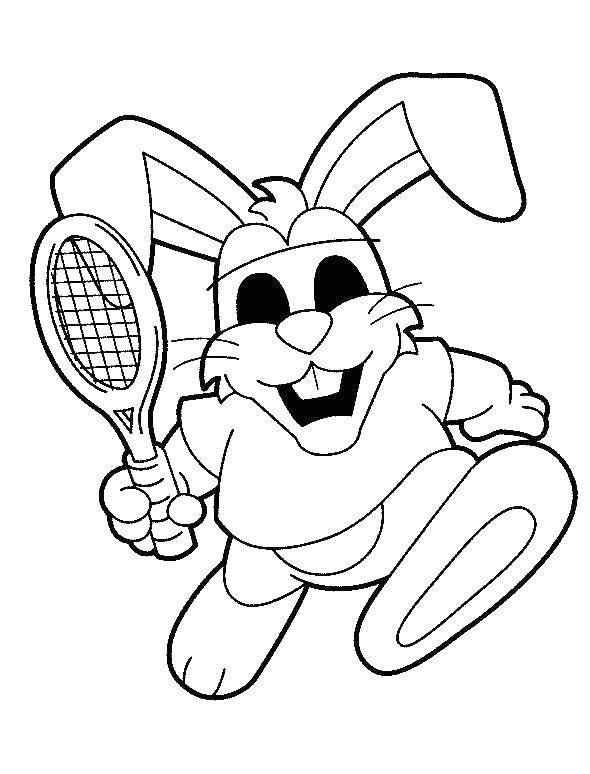 Coloring Bunny tennis player. Category Olympics. Tags:  Olympics.