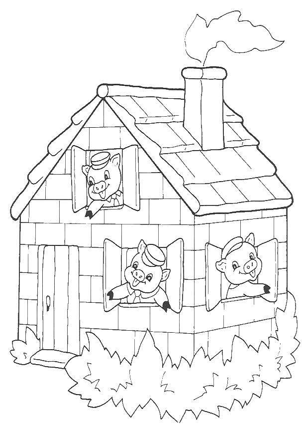 Coloring The three little pigs. Category Fairy tales. Tags:  Fairy tales , Three little pigs .