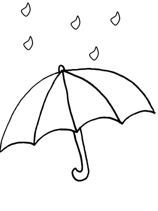 Coloring Umbrella in the rain. Category rain. Tags:  Rain, umbrella, autumn.