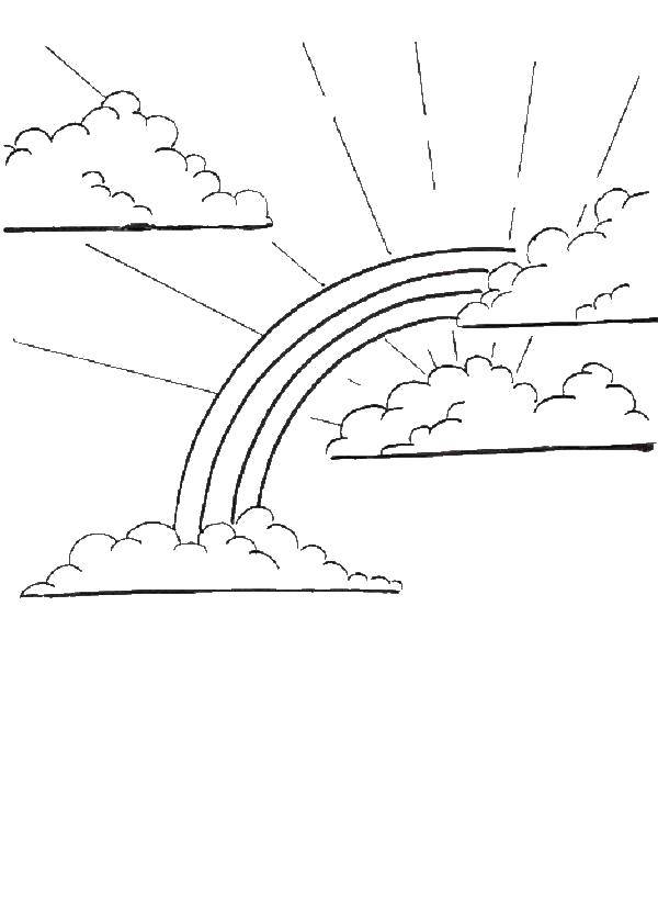 Название: Раскраска Радуга над облачками. Категория: Радуга. Теги: Радуга, облака.